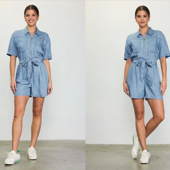 NWT - Blue B - Light Blue Tencel Romper - Size L - Picture 1 of 10